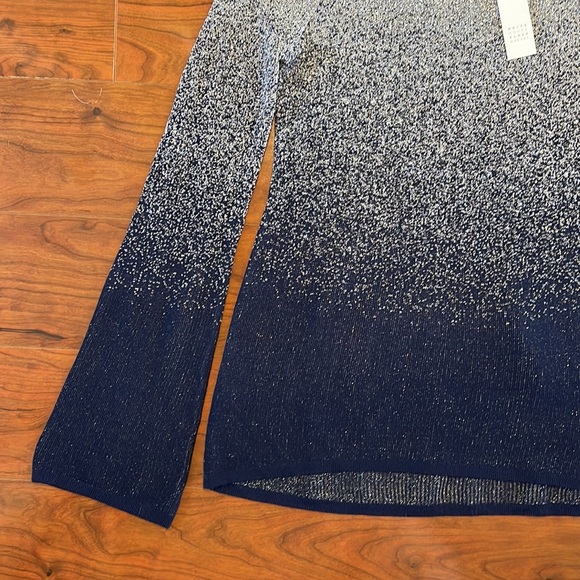 COPY - NWT WHBM Blue and Silver Sparkly Long Bell Sleeve Wide Neck Sweater Blou… - Picture 3 of 8